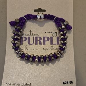 Kohl's Purple and Silver Beaded Bracelet